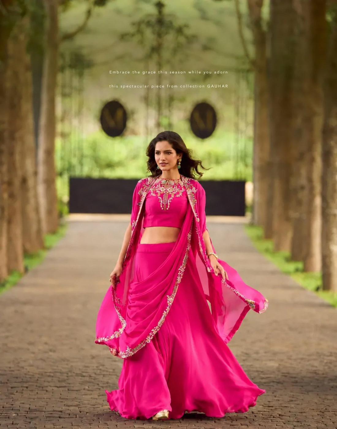 Meher Midnight Georgette Embroidered Indo Western Lehenga