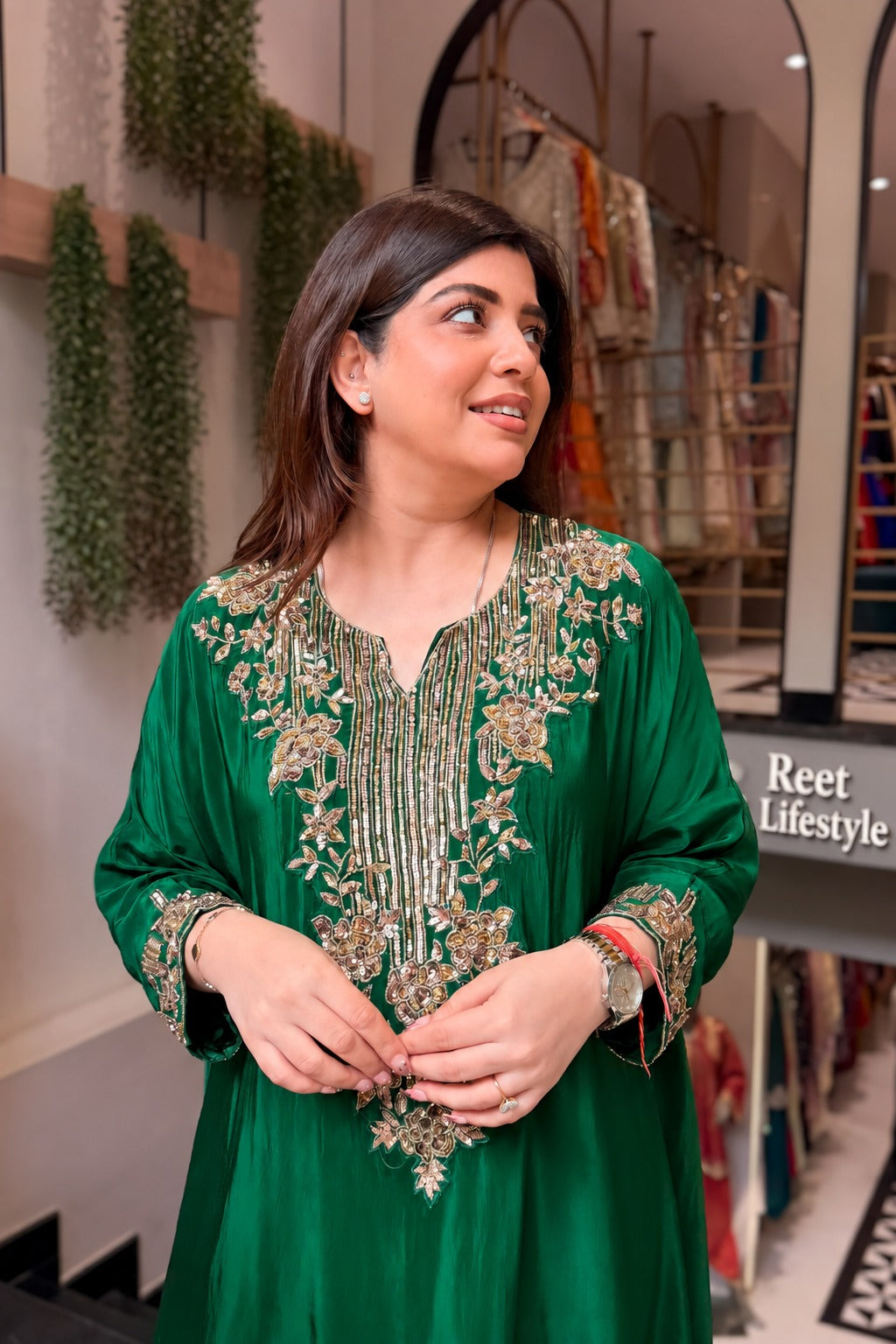 Gulnaar Emerald Hand Embroidered Co-ord Set