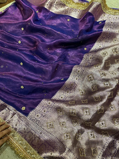 Shahi Amethyst Sitara Border Banarasi Saree