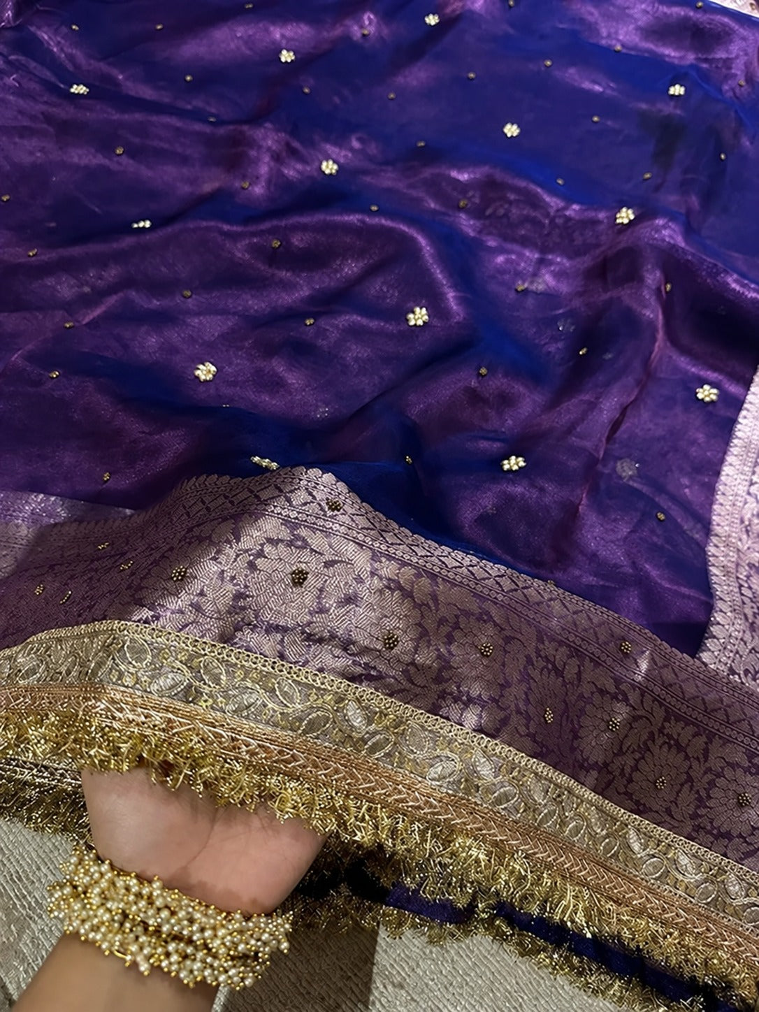 Shahi Amethyst Sitara Border Banarasi Saree