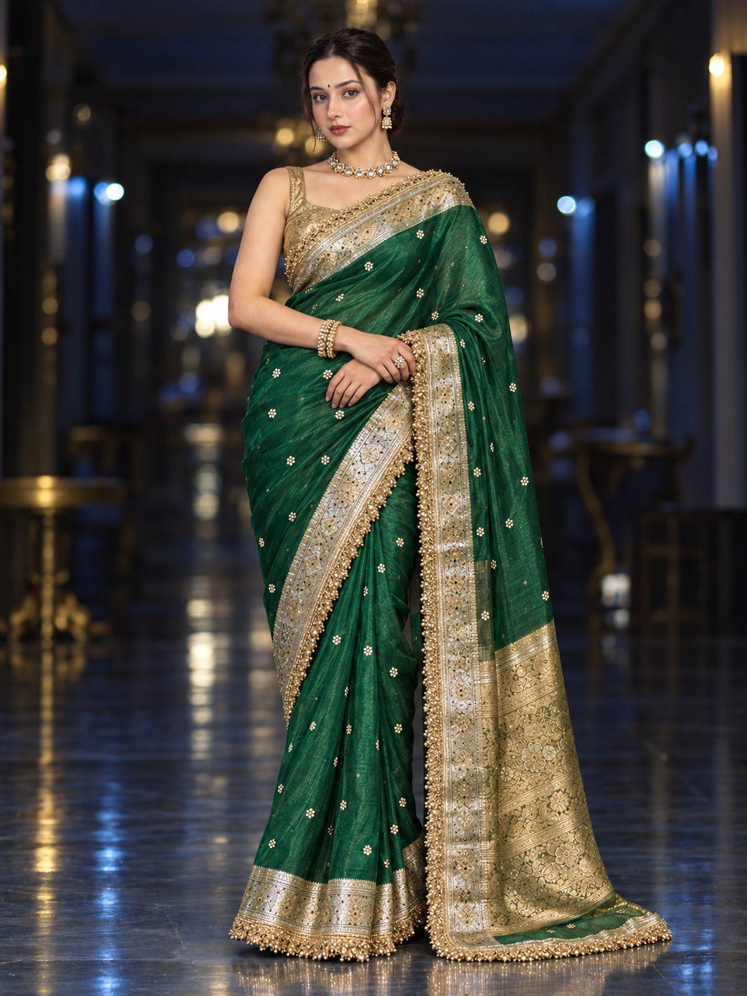Shahi Amethyst Sitara Border Banarasi Saree