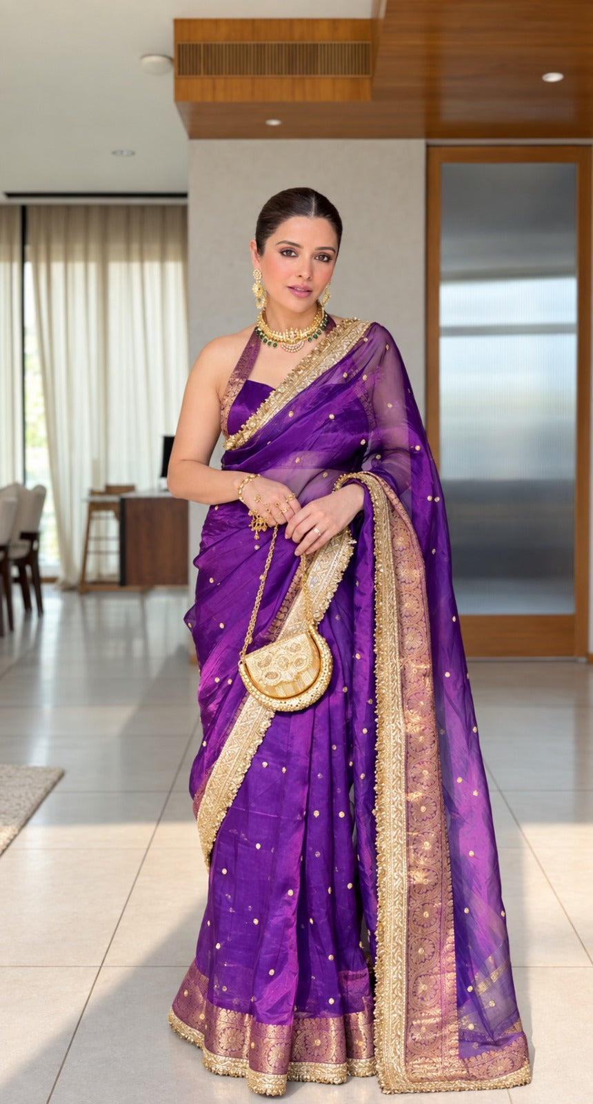 Shahi Amethyst Sitara Border Banarasi Saree