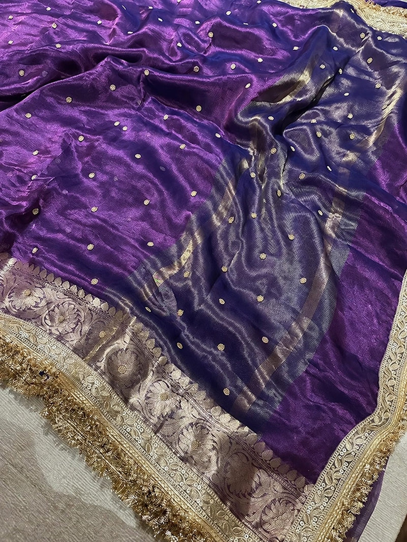 Shahi Amethyst Sitara Border Banarasi Saree