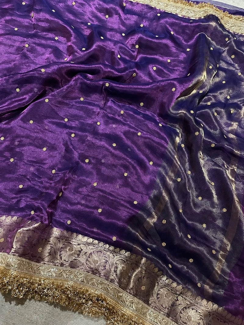 Shahi Amethyst Sitara Border Banarasi Saree