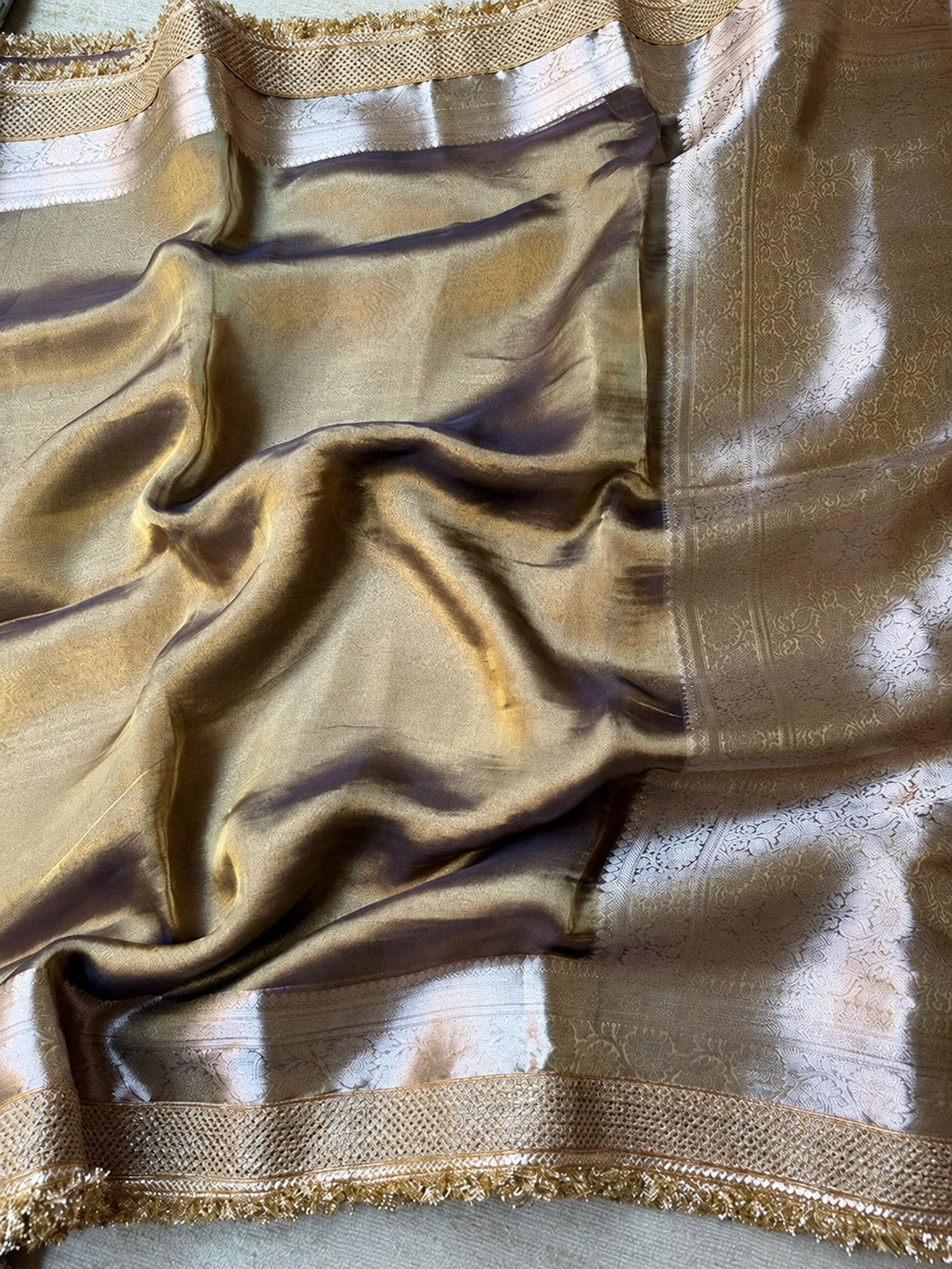 Champagne Riwaayat Ornate Border Banarasi Saree