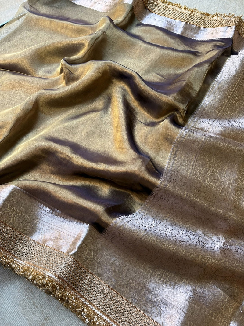 Champagne Riwaayat Ornate Border Banarasi Saree