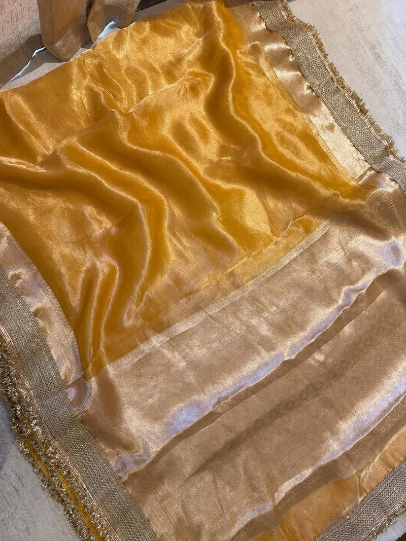 Champagne Riwaayat Ornate Border Banarasi Saree