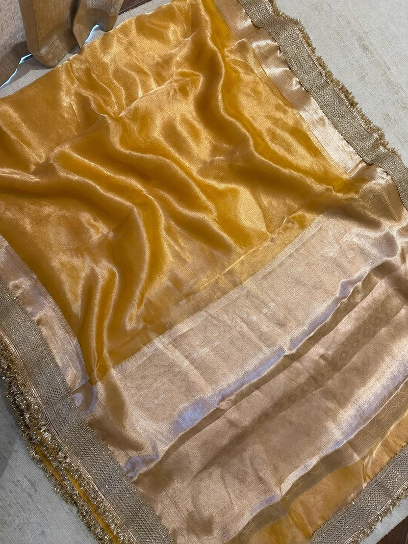 Champagne Riwaayat Ornate Border Banarasi Saree