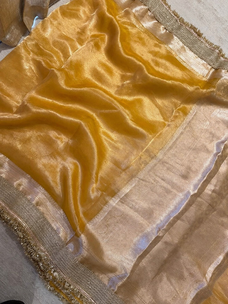 Champagne Riwaayat Ornate Border Banarasi Saree