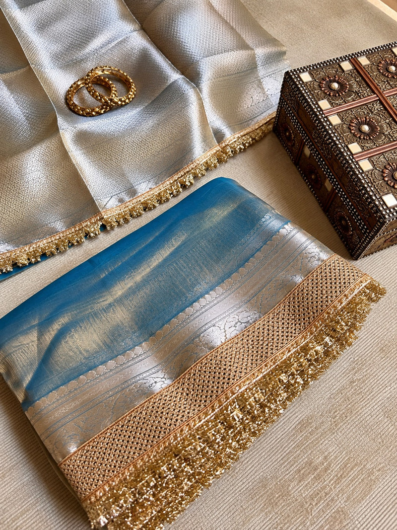 Champagne Riwaayat Ornate Border Banarasi Saree