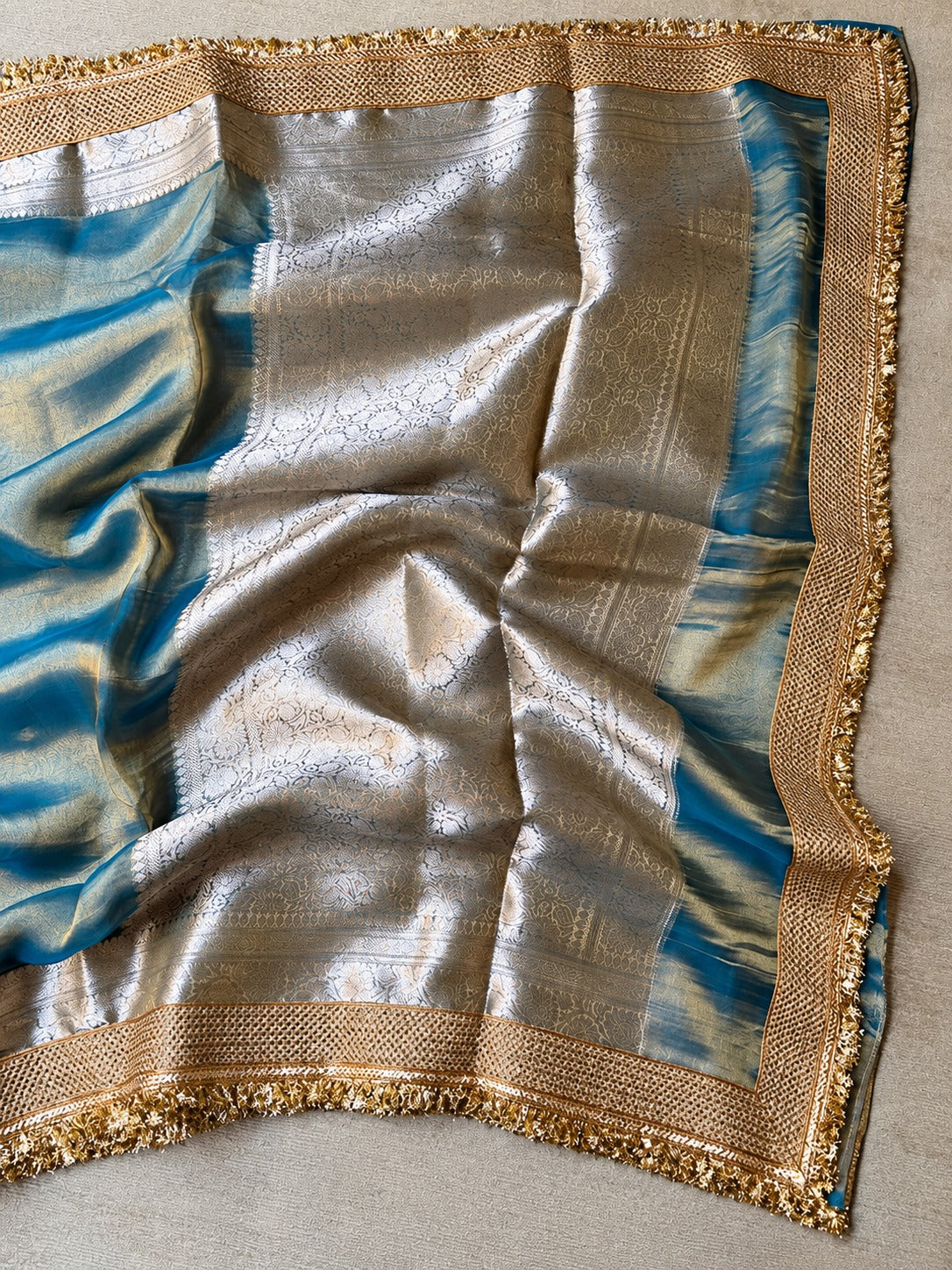 Champagne Riwaayat Ornate Border Banarasi Saree