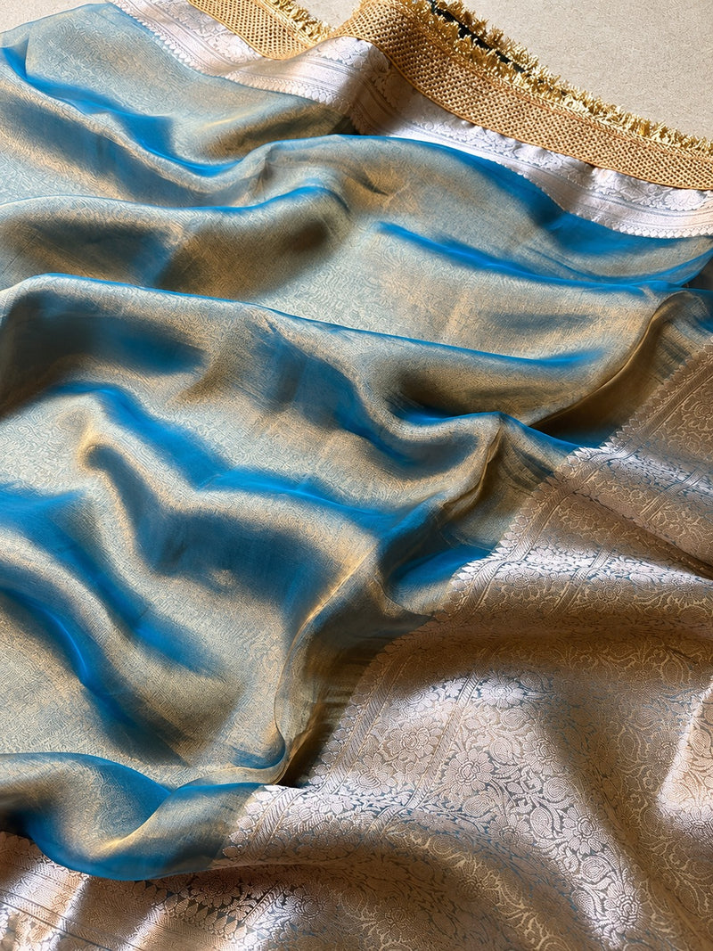 Champagne Riwaayat Ornate Border Banarasi Saree
