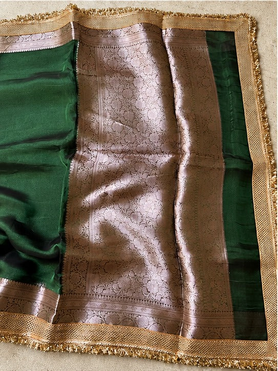 Champagne Riwaayat Ornate Border Banarasi Saree
