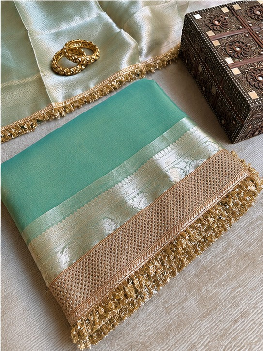 Champagne Riwaayat Ornate Border Banarasi Saree