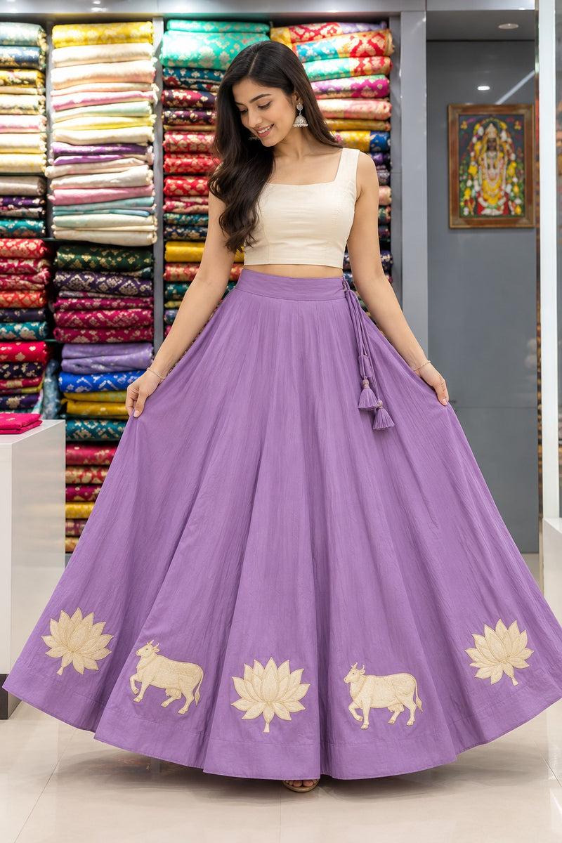 Vrinda Folk Flare Skirt With Unstitched Blouse Pis