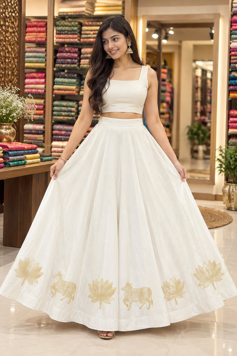 Vrinda Folk Flare Skirt With Unstitched Blouse Pis
