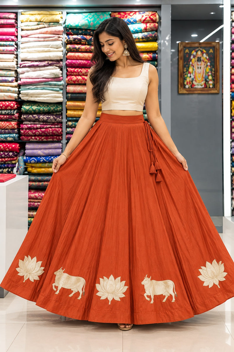 Vrinda Folk Flare Skirt With Unstitched Blouse Pis
