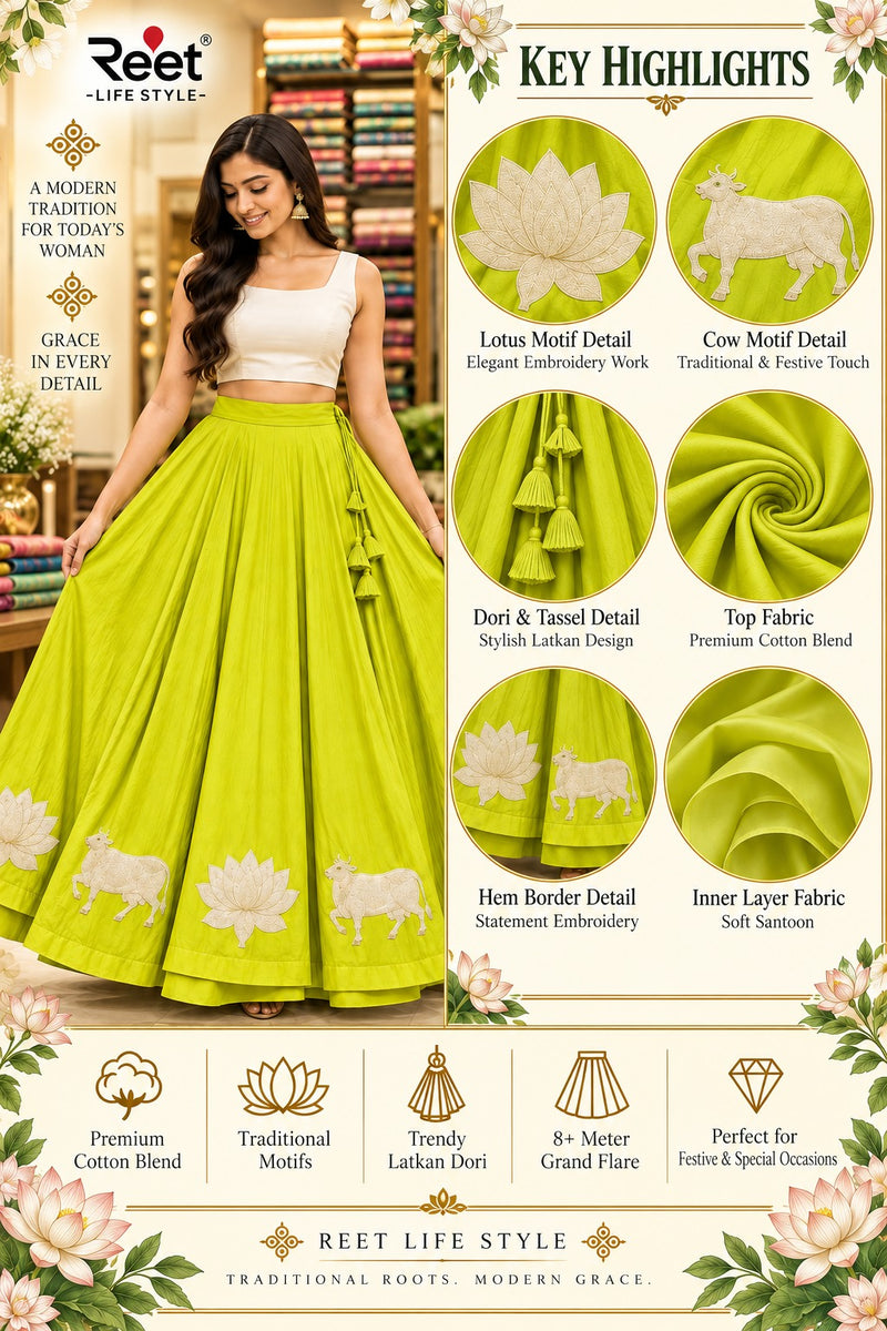 Vrinda Folk Flare Skirt With Unstitched Blouse Pis