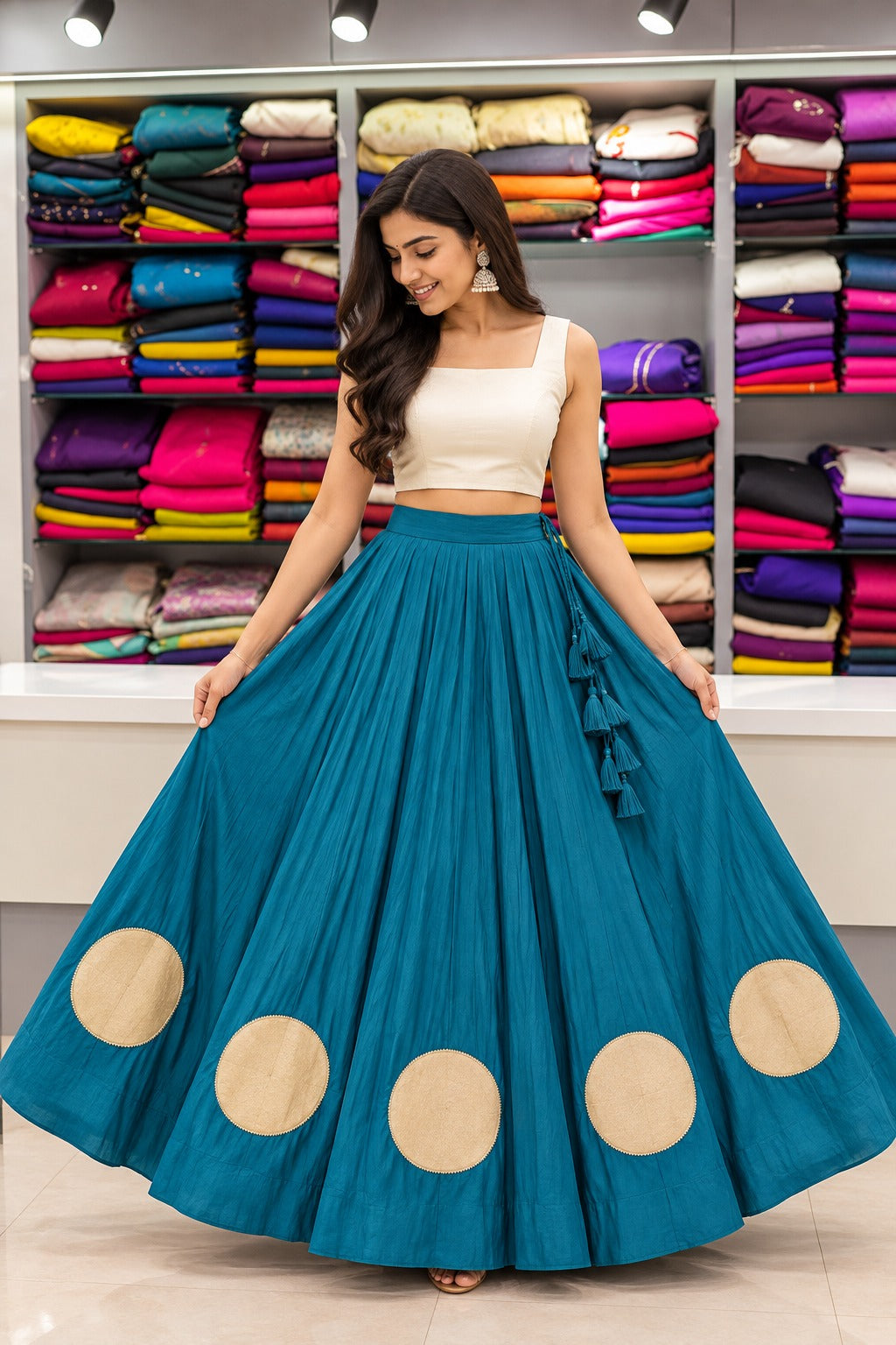 Raas-Rang Royale Skirt With Unstitched Blouse Pis