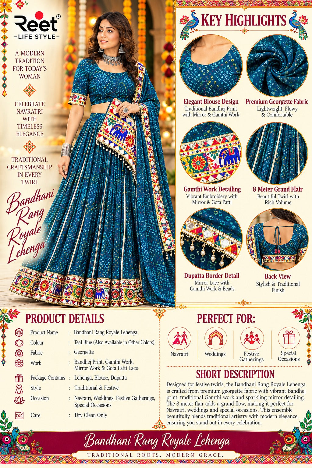 Bandhani Rang Royale Lehenga