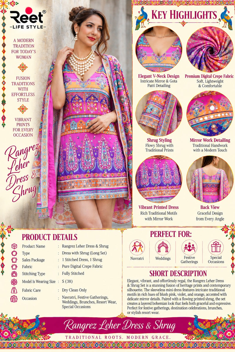 Rangrez Leher Dress & Shrug Setq