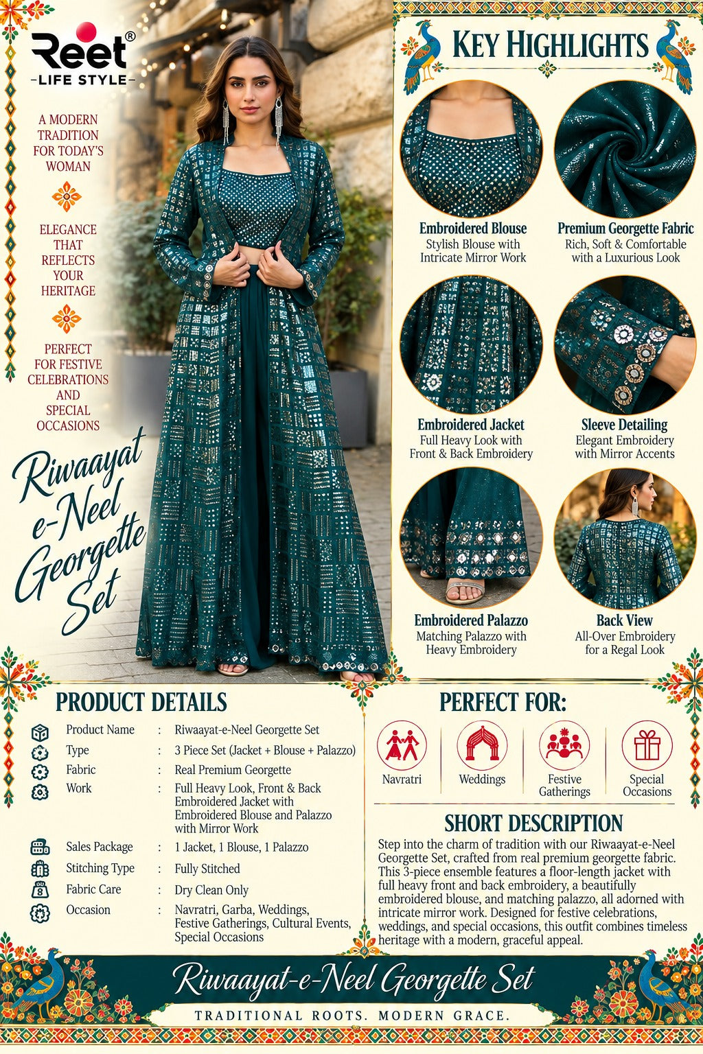 Riwaayat-e-Neel Georgette Set