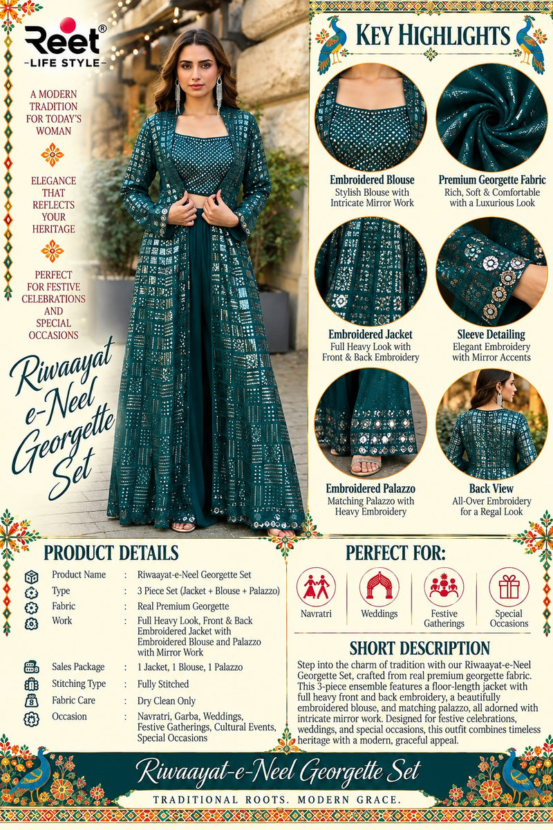 Riwaayat-e-Neel Georgette Set