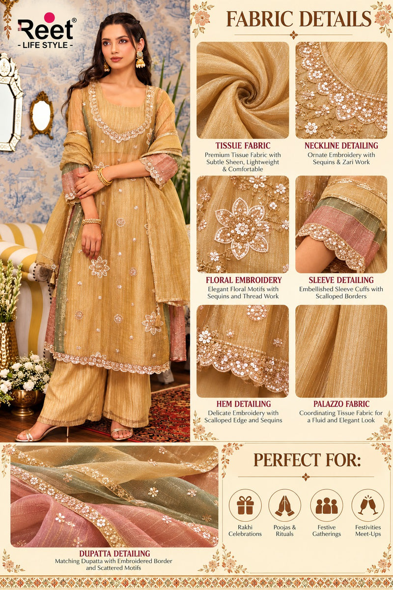 Sunehri Noor Tissue Anarkali Set