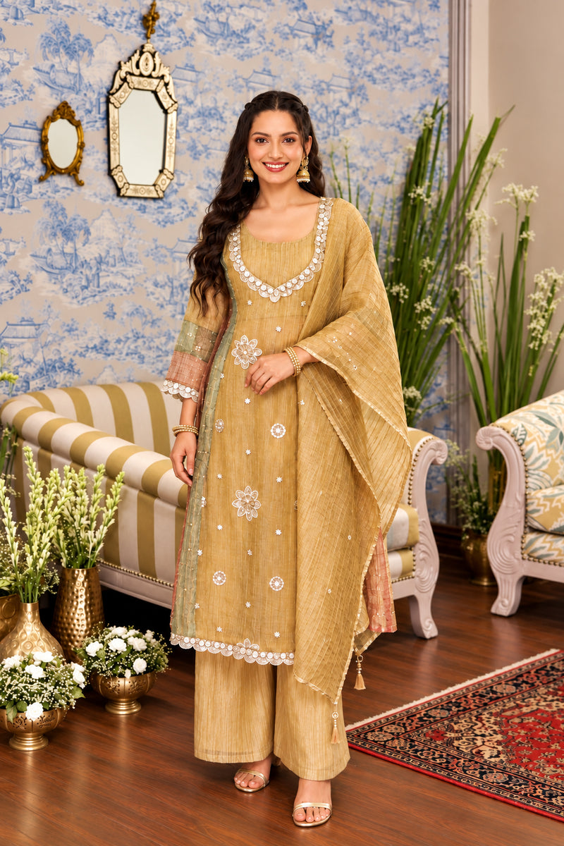 Sunehri Noor Tissue Anarkali Set