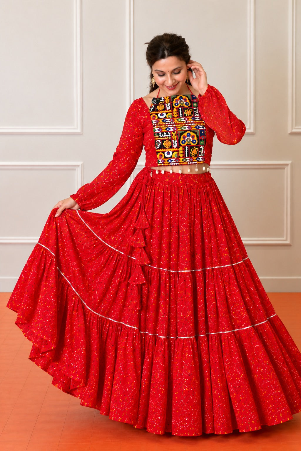 Morni Rang Embroidered Ghagra Set
