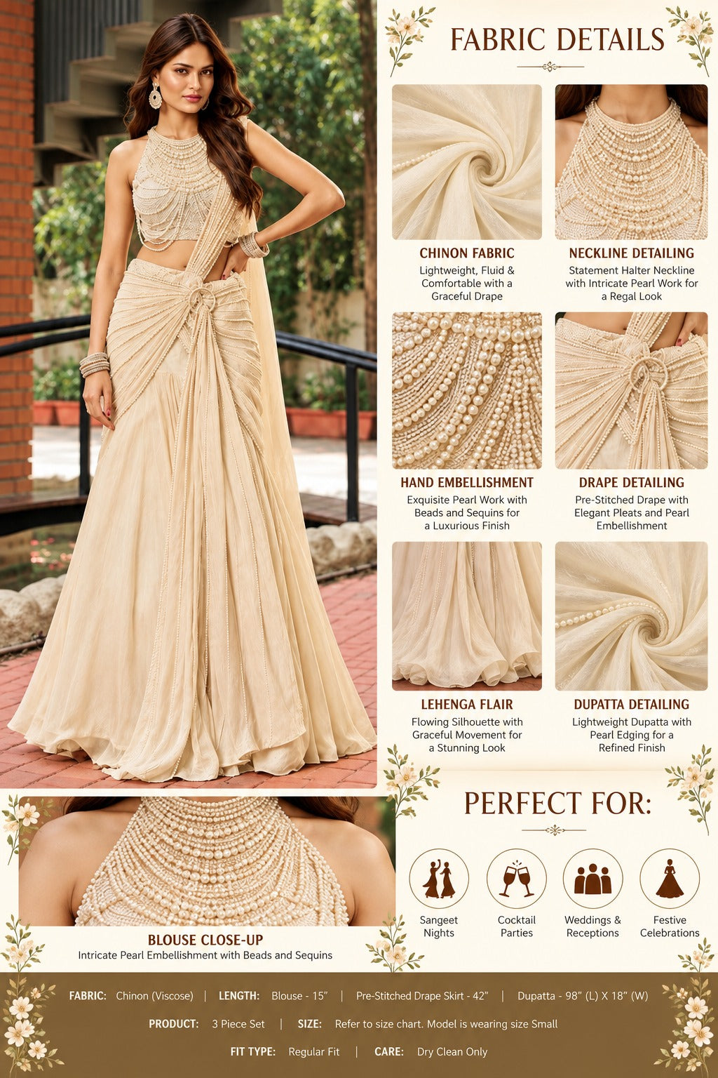 Meher Riwaayat Embellished Draped Lehenga Saree Set