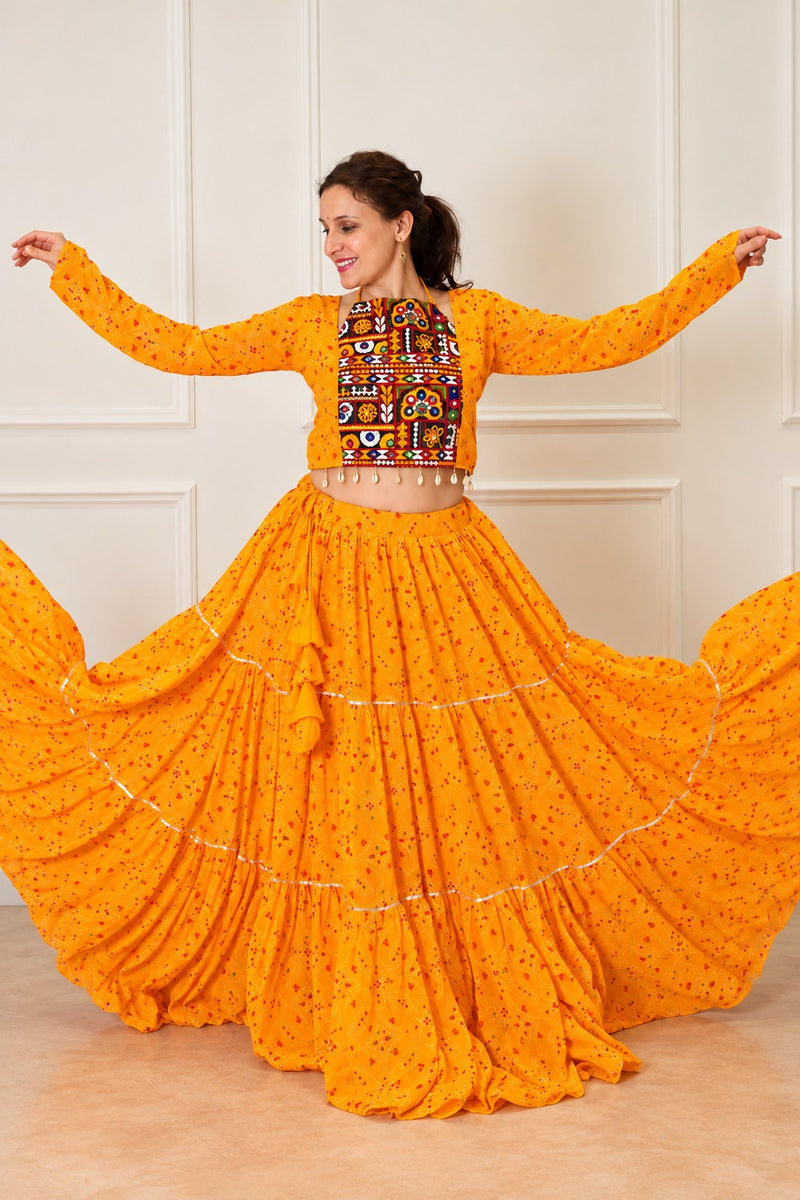 Morni Rang Embroidered Ghagra Set