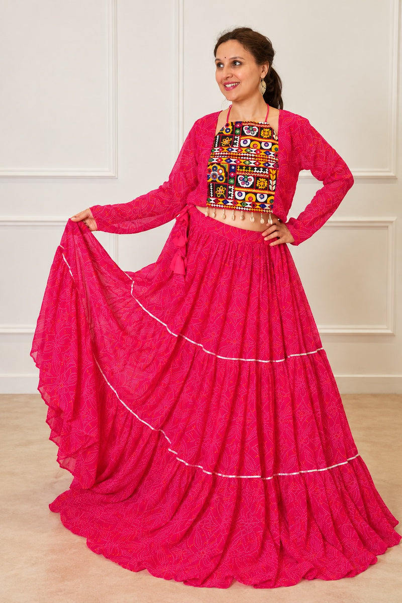 Morni Rang Embroidered Ghagra Set