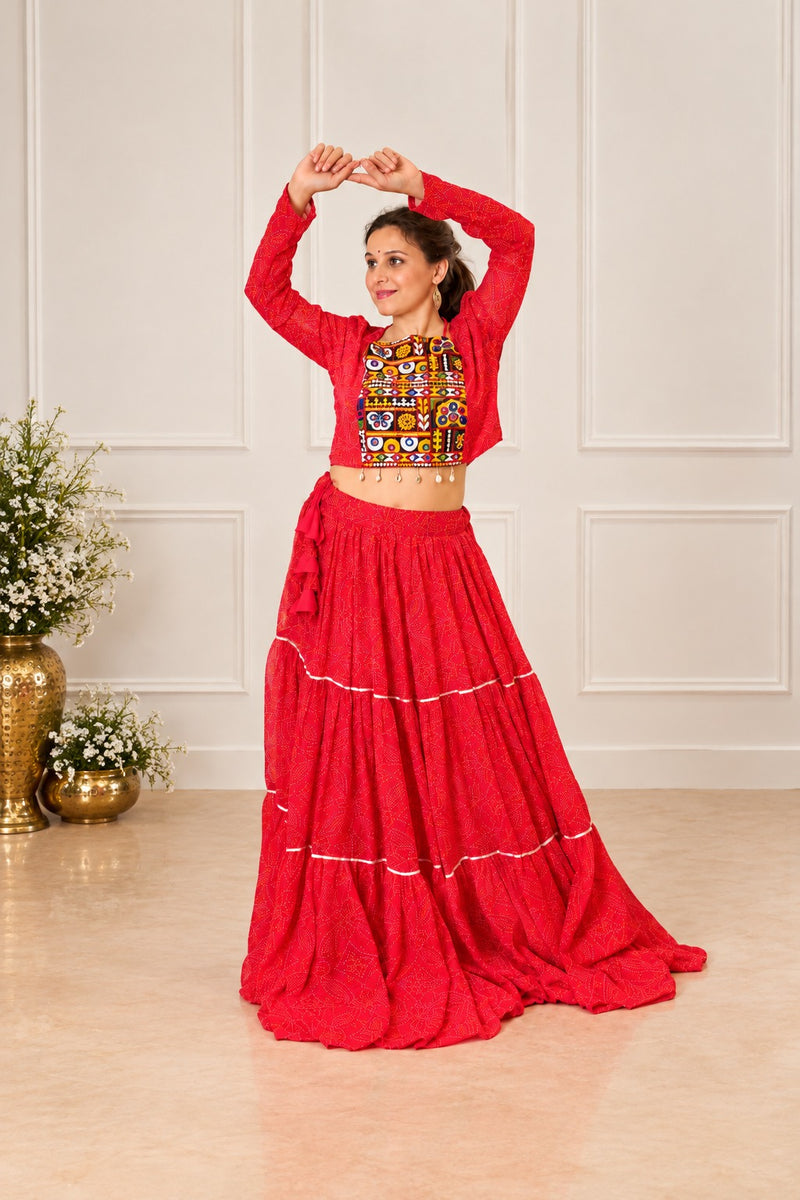 Morni Rang Embroidered Ghagra Set