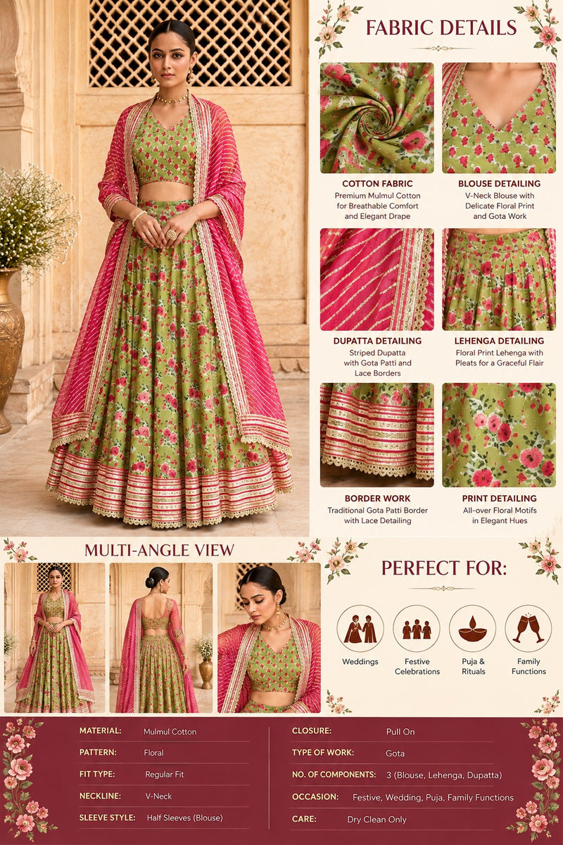 Gulabi Aangan floral Lehenga Set