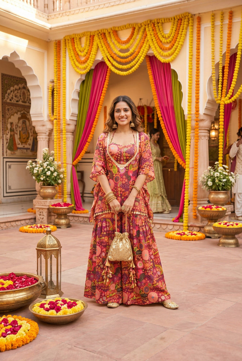 Rangbahar Floral Embellished Sharara Set