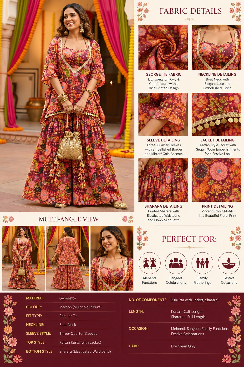 Rangbahar Floral Embellished Sharara Set