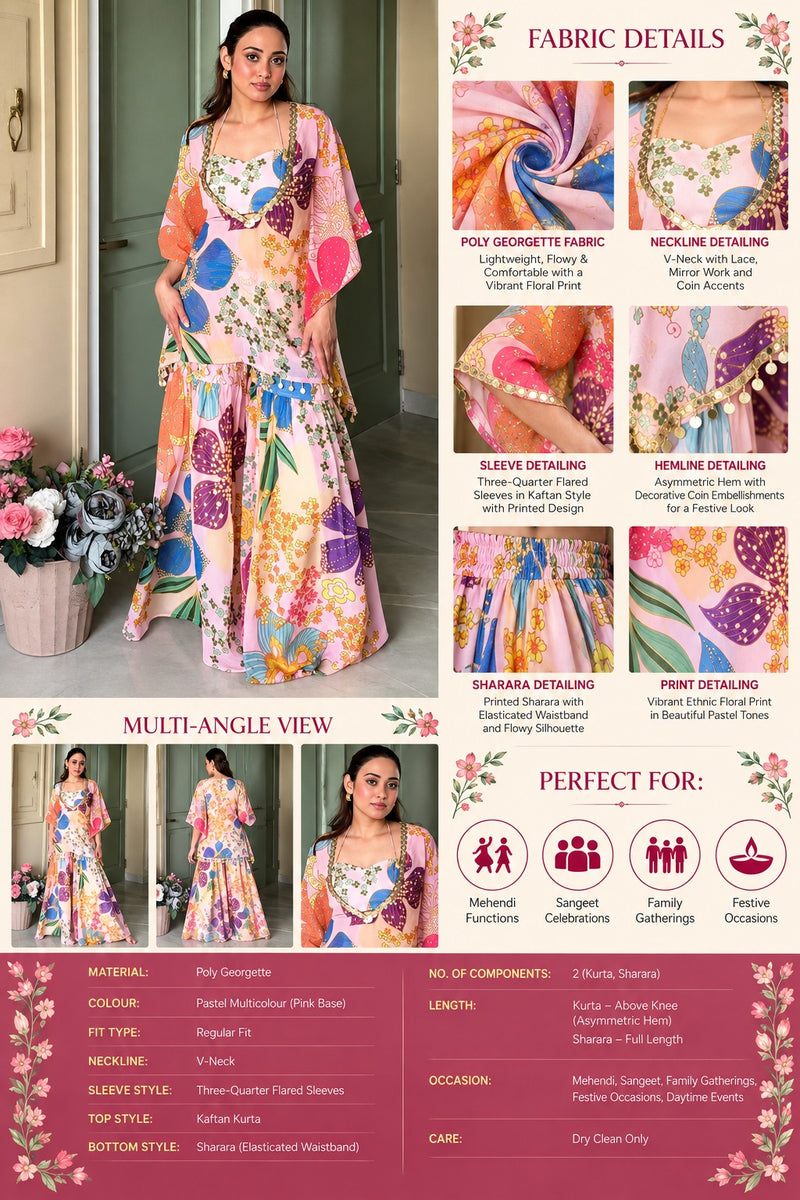 Gulrang Bahar Floral Sharara Set