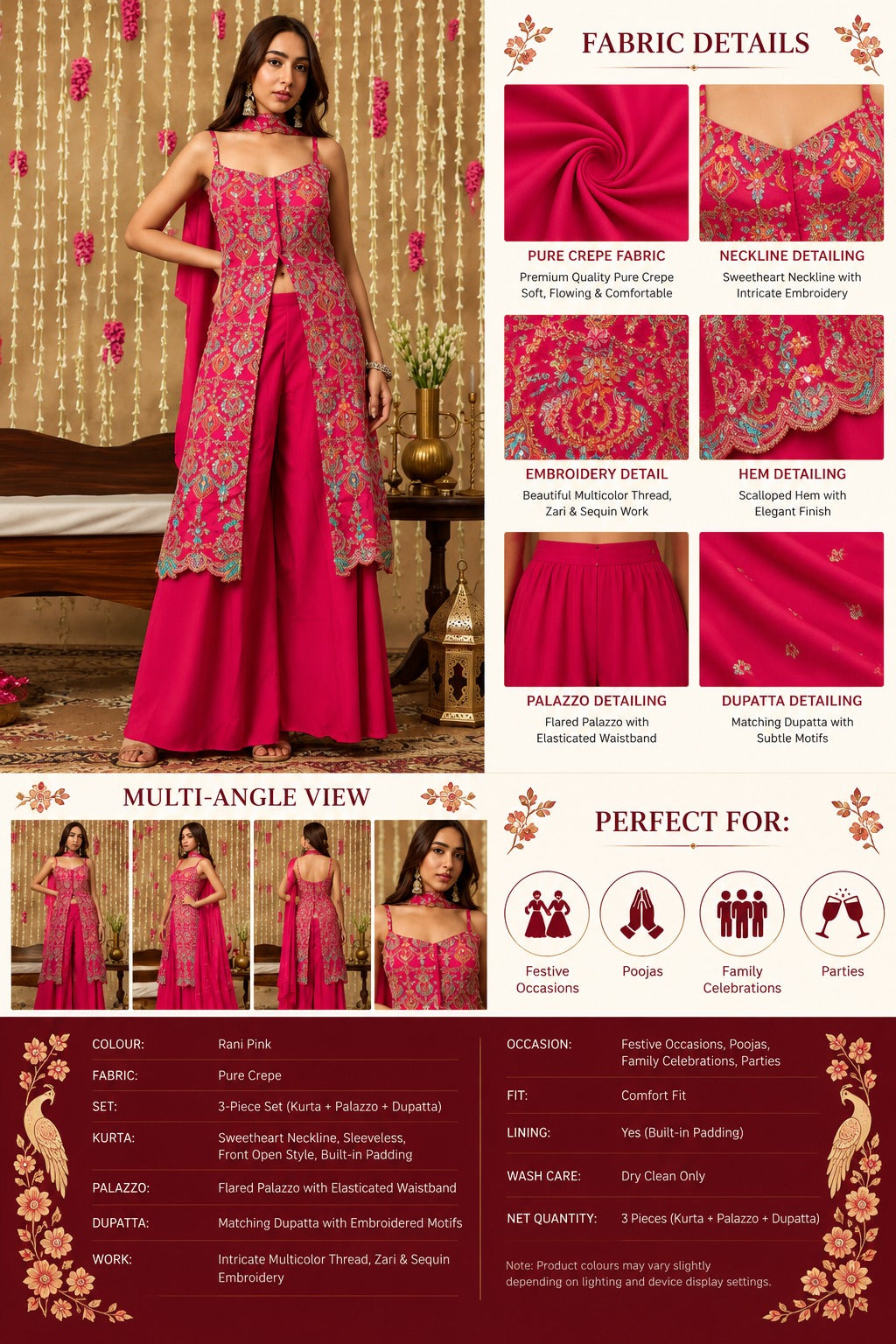 Rani Gulbahar Embroidered Palazzo Set