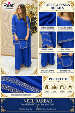 Neel Darbar Embellished Co-ord Set with Potli
