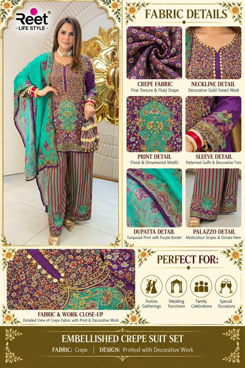 Gulistan Purple Teal Festive Set