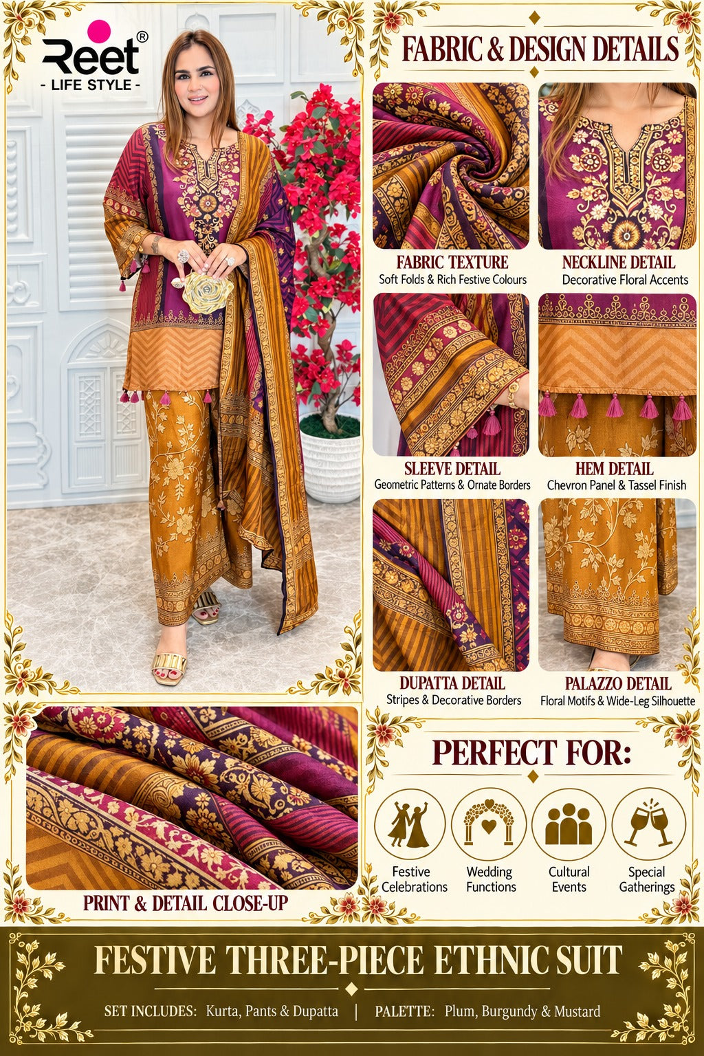Mehrab Maroon Mustard Heritage Suit Set