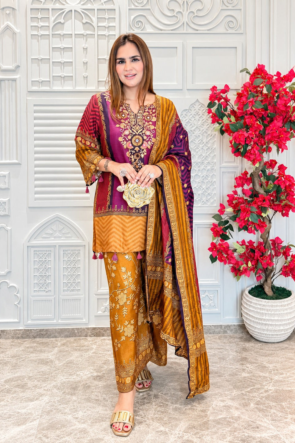 Mehrab Maroon Mustard Heritage Suit Set