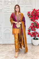 Mehrab Maroon Mustard Heritage Suit Set