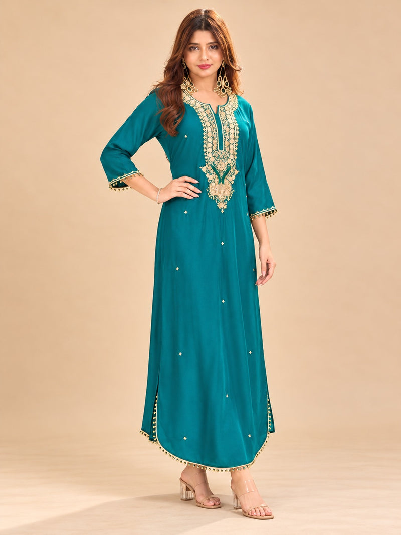 Chartreuse Mehfil Embellished kaftan