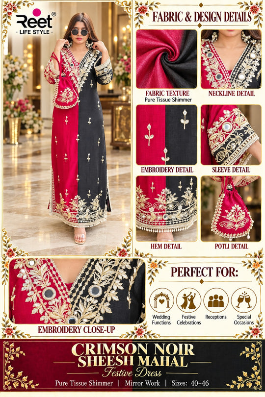 Crimson Noir Sheesh Mahal Festive Dress