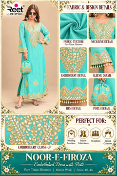 Noor-e-Firoza Embellished Dress with Potli