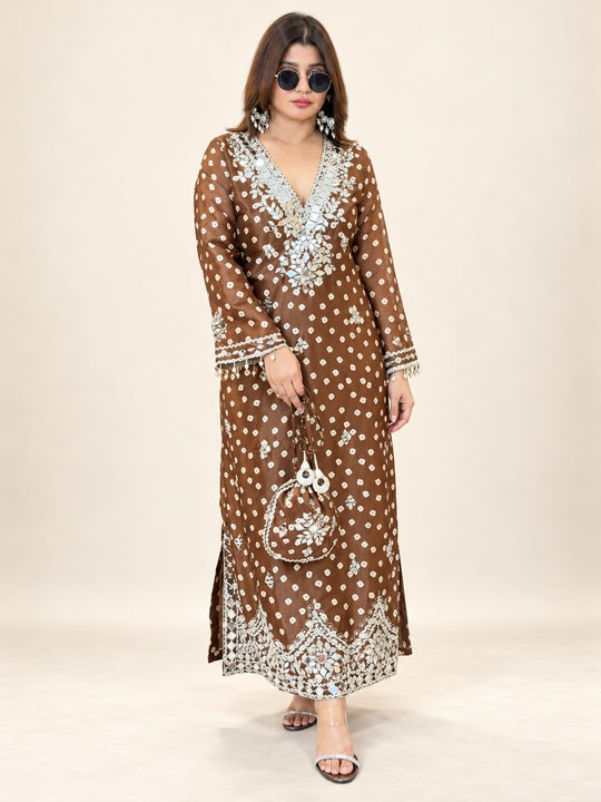 Jamuni Sheesh Mahal Festive Dress with Potli