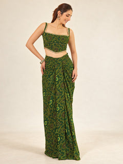 Panna Bandhej Corset Drape Skirt Set