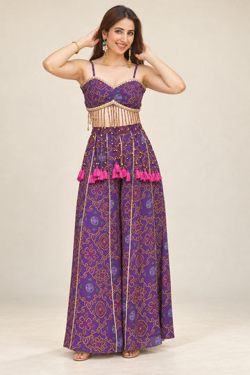 Jamuni Bandhej Tassel Palazzo Set